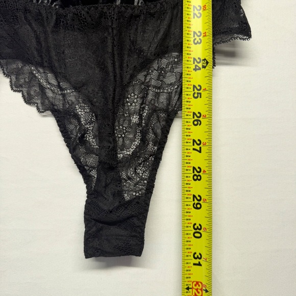 Victoria's Secret Black Lace Satin Teddy Bodysuit Boudoir Sheer Lingerie XS - Picture 8 of 8